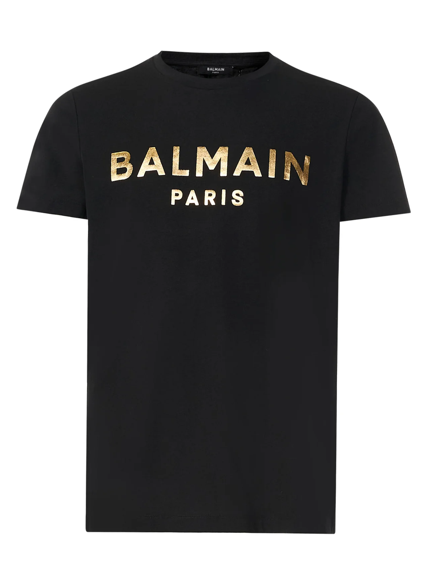 Balmain Paris Gold Foil Printed Logo T-Shirt in Black