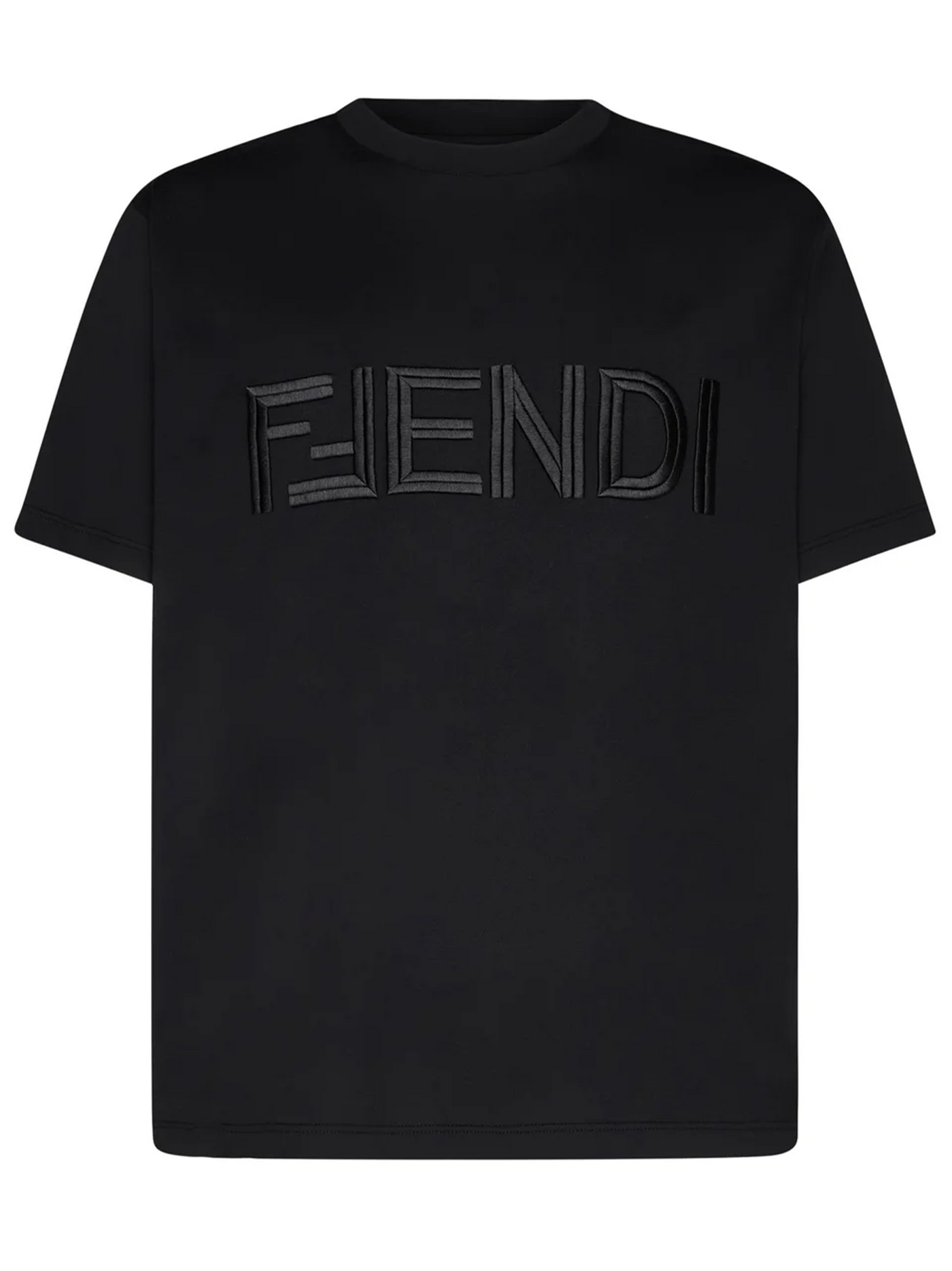 Fendi Embroidered FF Fendi Logo T-Shirt in Black