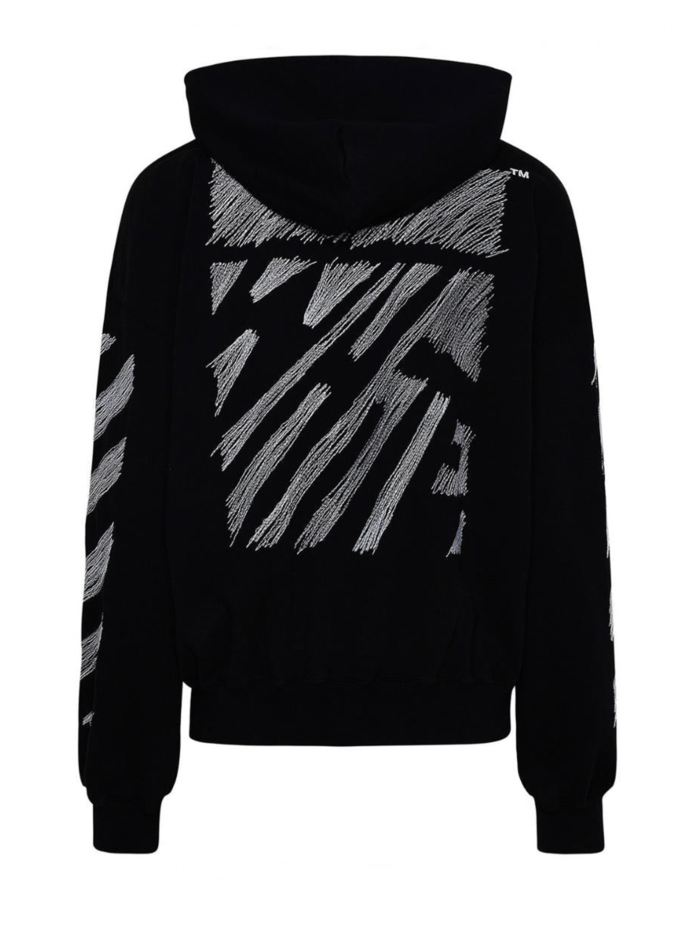 Off-White – Schwarzer Kapuzenpullover mit Scribble-Diag-Logo und kastiger Passform