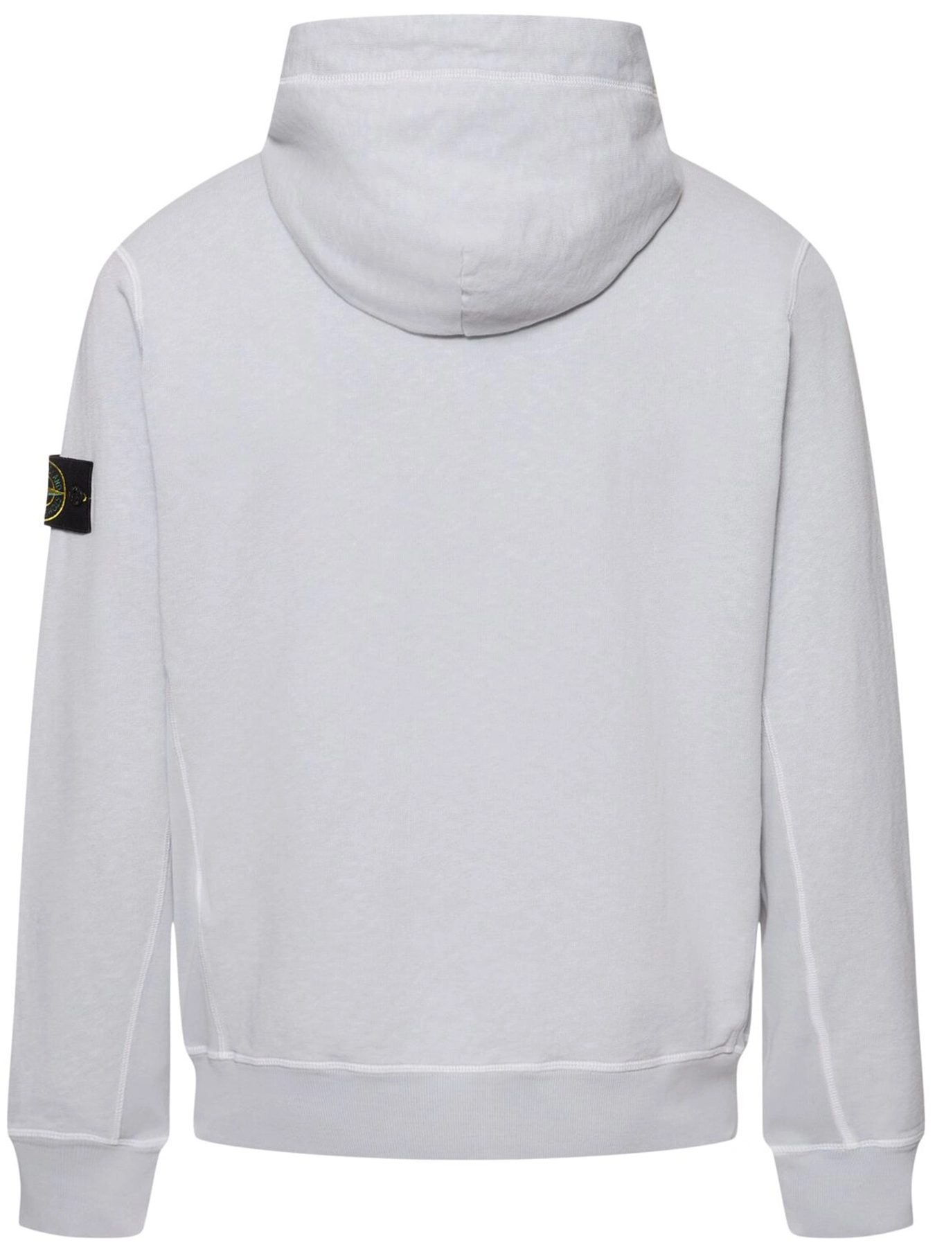 Stone Island Two-Slip Pockets Brand Patch Cotton Hoodie in Pearl Grey