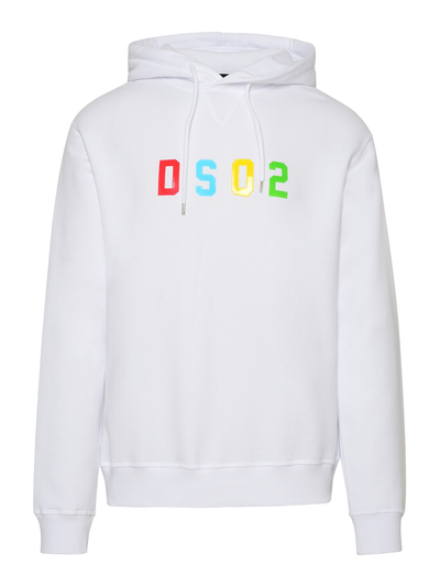 Dsquared2 – Mehrfarbiger Kapuzenpullover mit DSQ2-Logo in Weiß