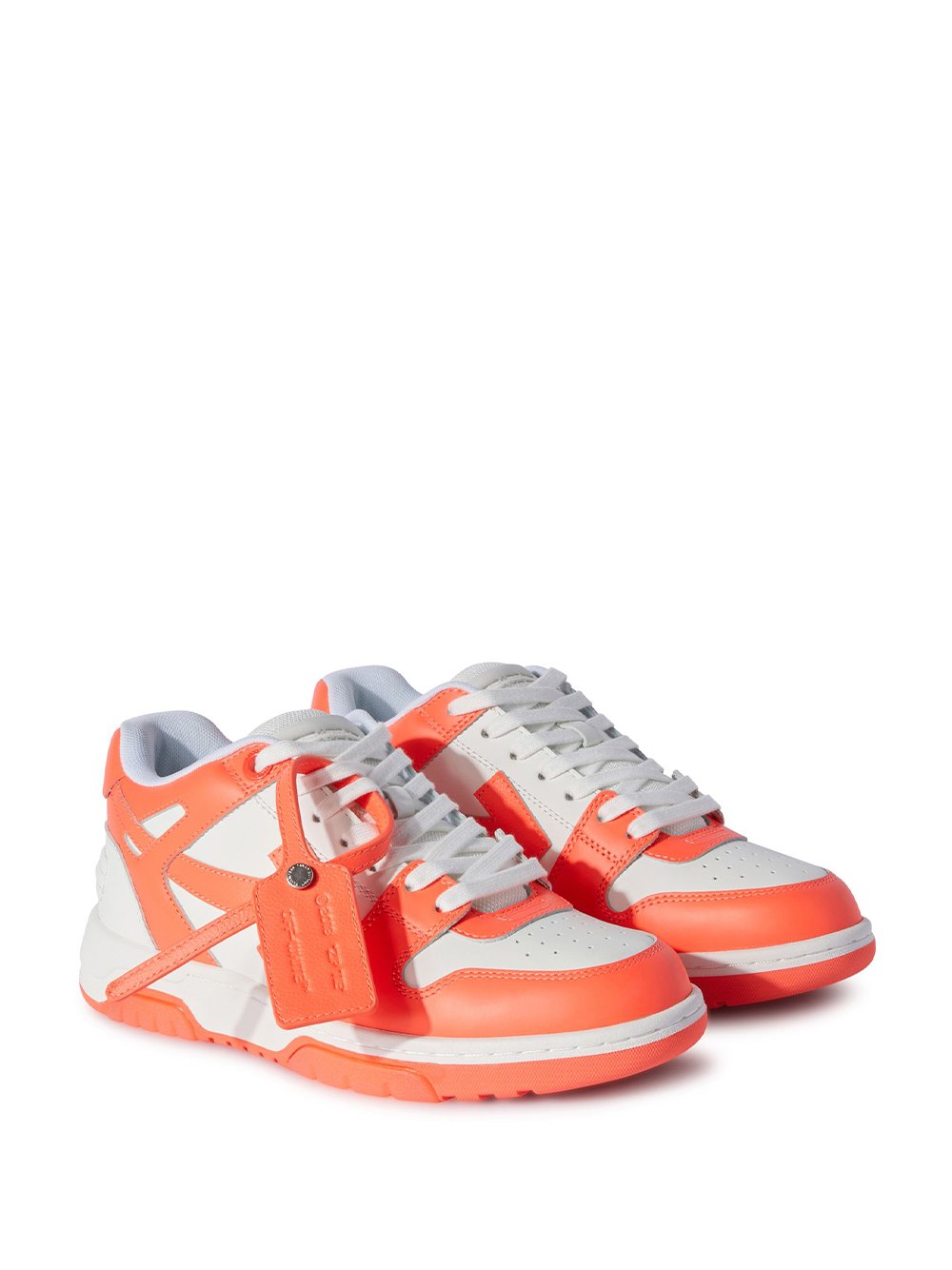 Off-White – Out of Office – Leder-Sneaker in Neonorange 