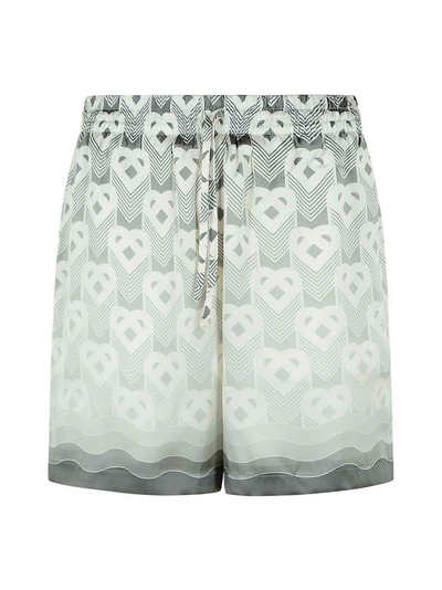 Casablanca Gradient Heart Monogram Silk Shorts in Grey