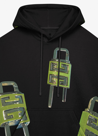 Givenchy – Übergroßer Kapuzenpullover mit 4G-Lock-Logo in Schwarz