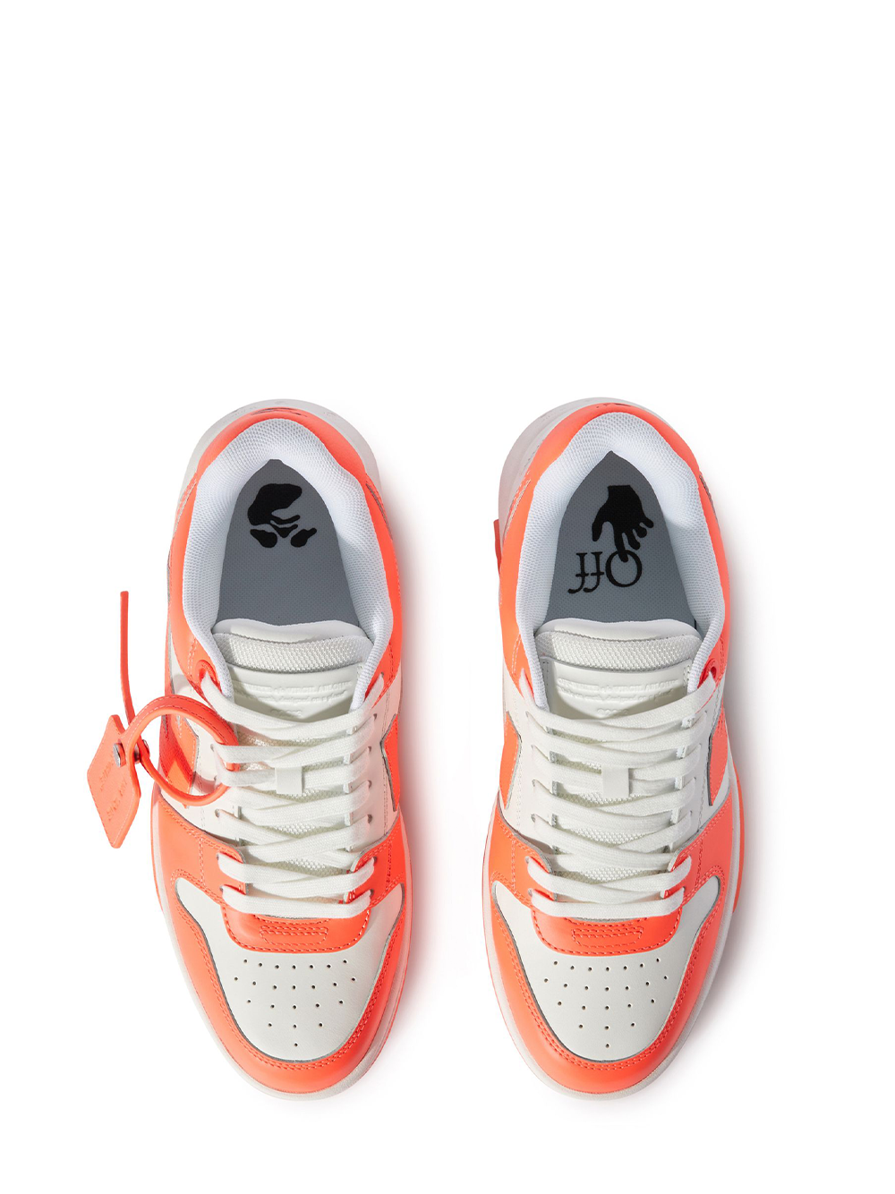 Off-White – Out of Office – Leder-Sneaker in Neonorange 