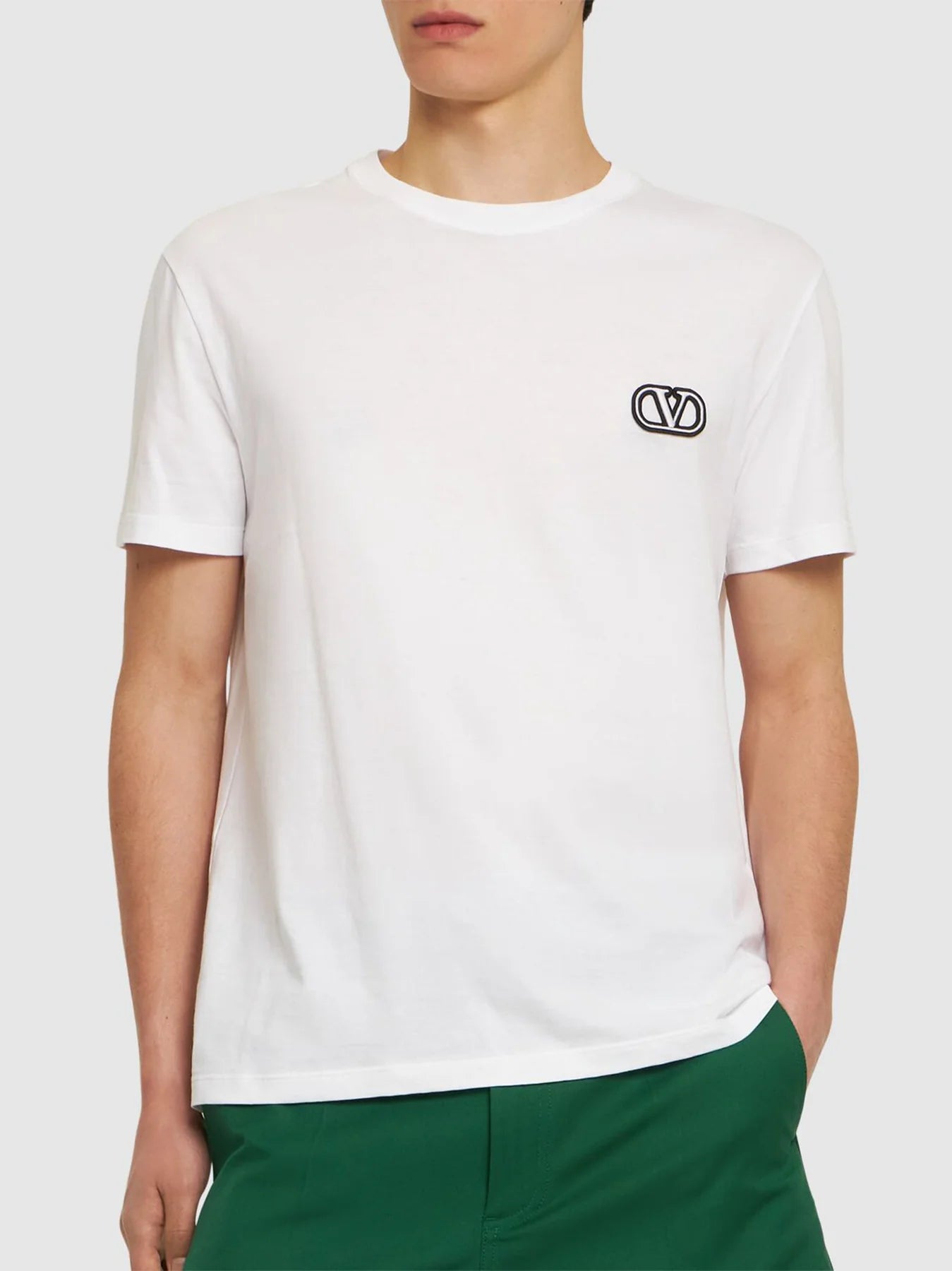 Valentino – Weißes T-Shirt mit VLogo-Signatur-Patch