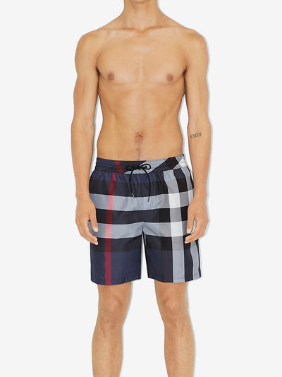 Burberry Check Swim Shorts in Navy