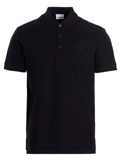 Poloshirt mit kreisförmigem Logo der Marke Burberry in Kohleblau