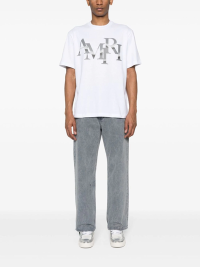 Amiri Staggered Chrome Printed Logo T-Shirt in White