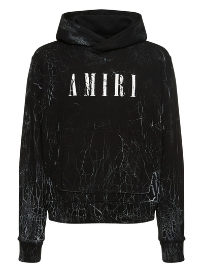 Amiri – Schwarzer Kapuzenpullover mit Cracked Dye Core-Logo