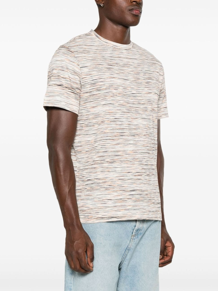 Missoni Slub Stripe Print T-Shirt in Orange White