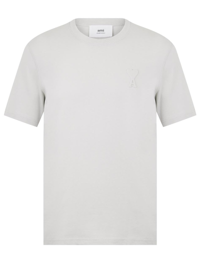 Ami Paris De Coeur Motif Embossed Logo T-Shirt in White