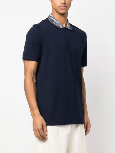 Missoni Striped Collar Polo Shirt in Navy