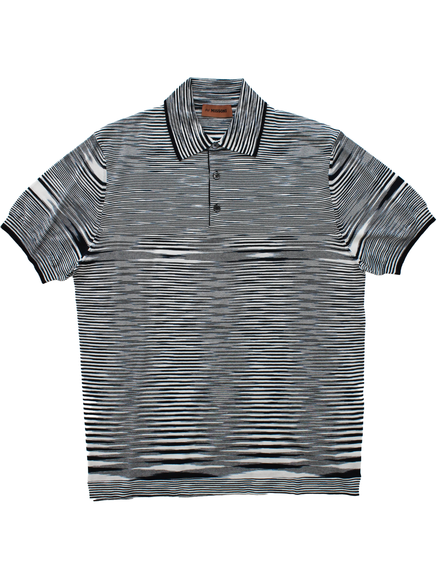 Missoni Short Sleeve Polo in Navy White