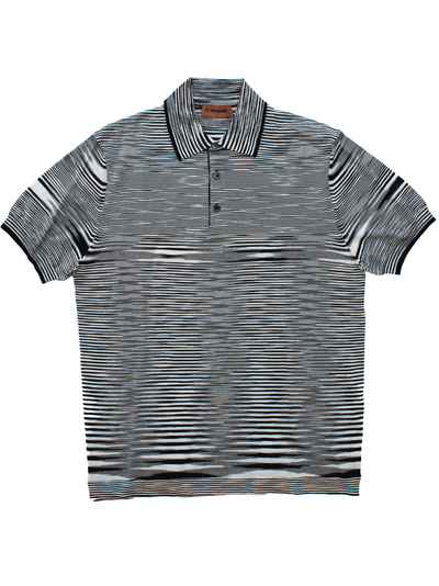 Missoni Short Sleeve Polo in Navy White