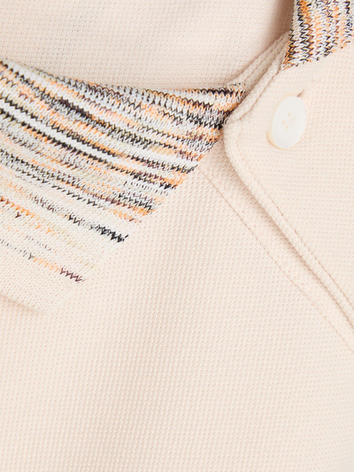 Missoni Striped Collar Polo Shirt in Beige
