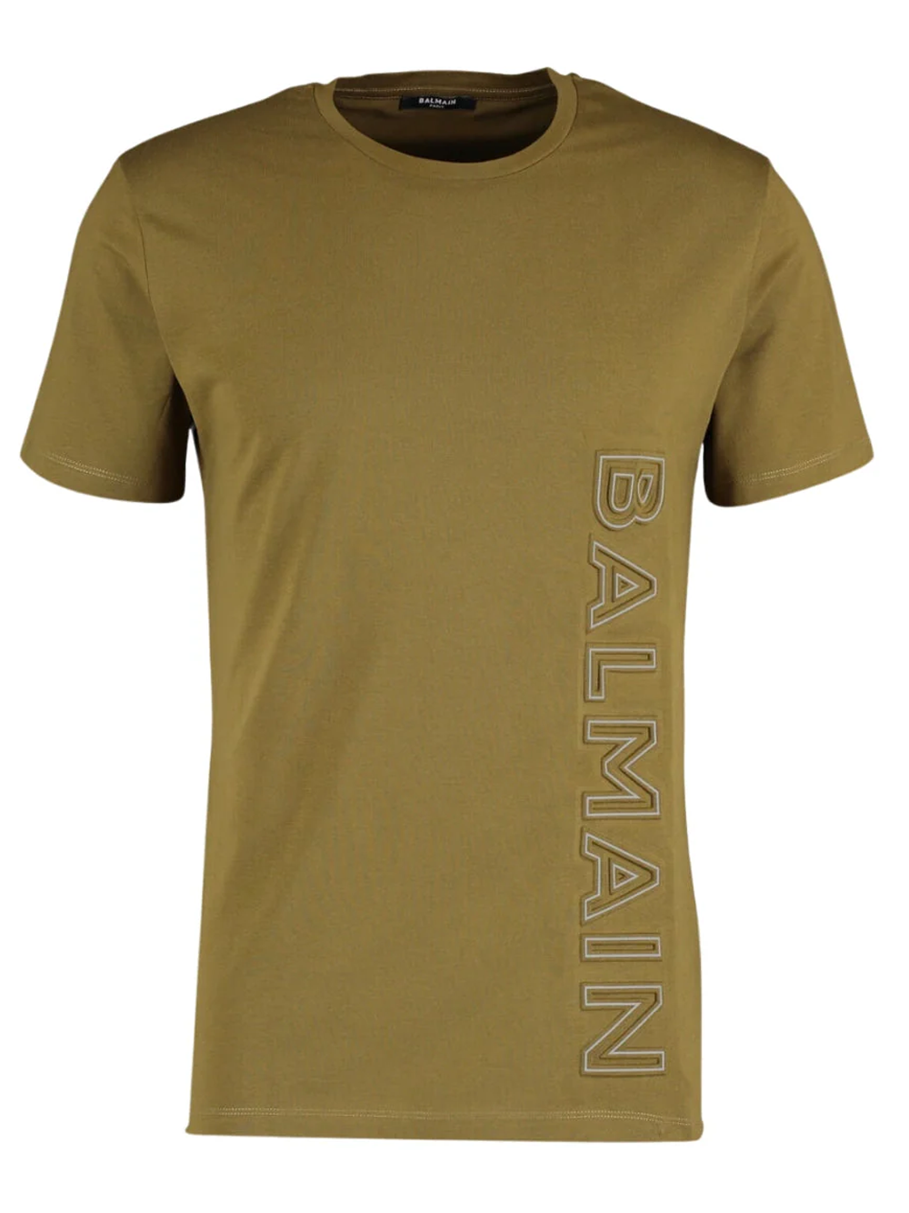 Balmain Embossed Logo Khaki T-Shirt