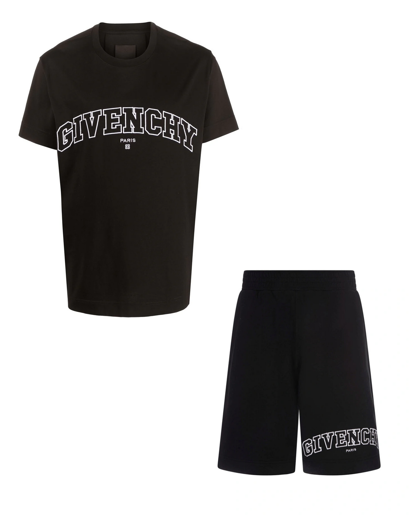 Givenchy – T-Shirt und Shorts im Set mit Logostickerei in Schwarz