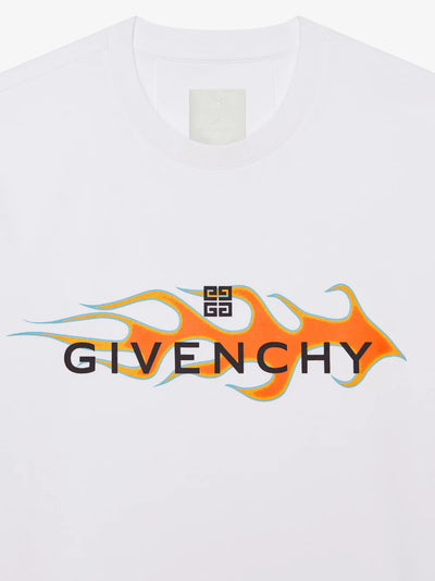 Givenchy Flames Logo Printed T-Shirt in White