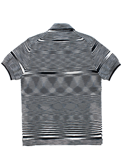 Missoni Short Sleeve Polo in Navy White