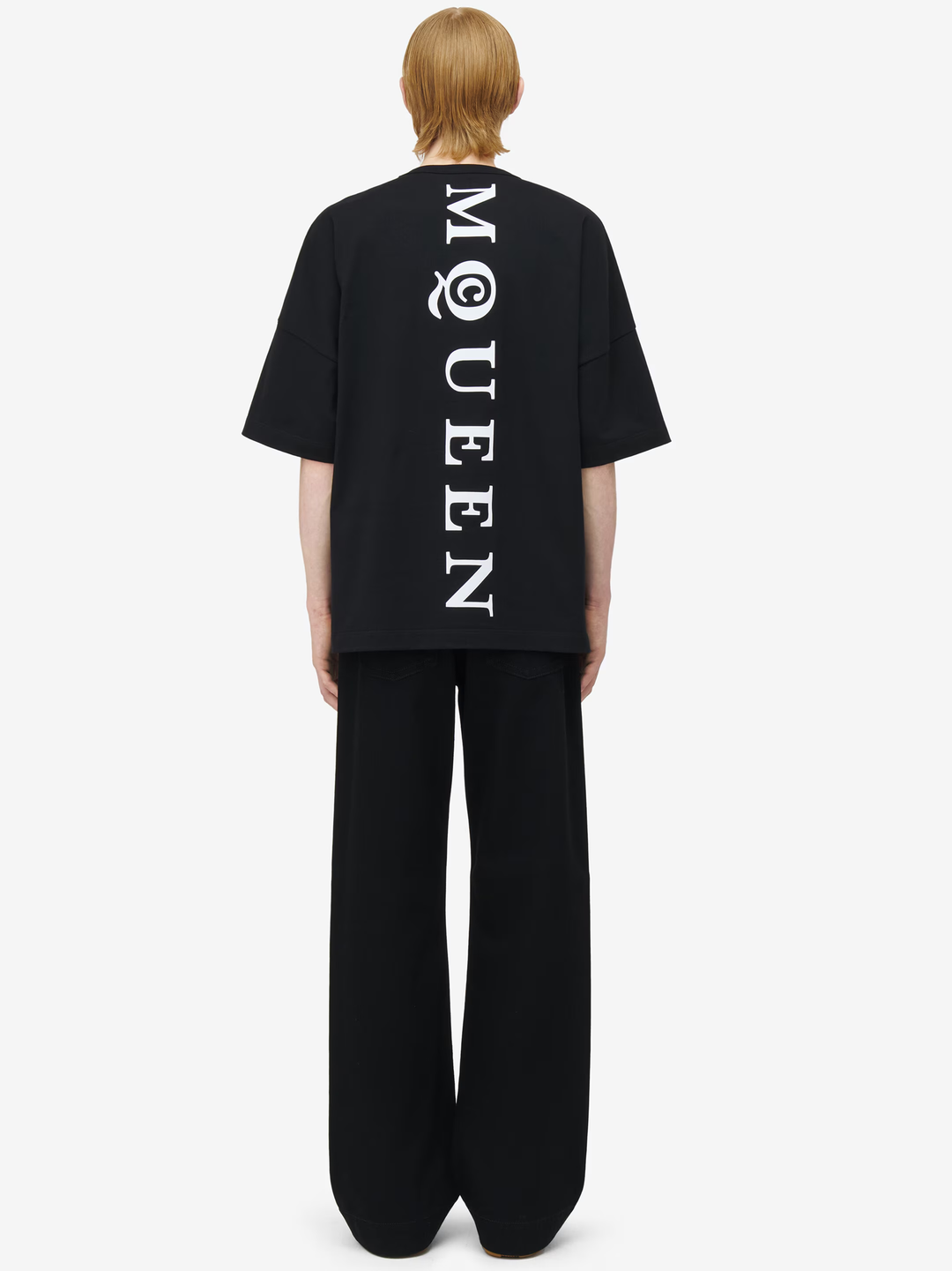 Alexander McQueen Oversized Vertical Back Logo T-Shirt in Black
