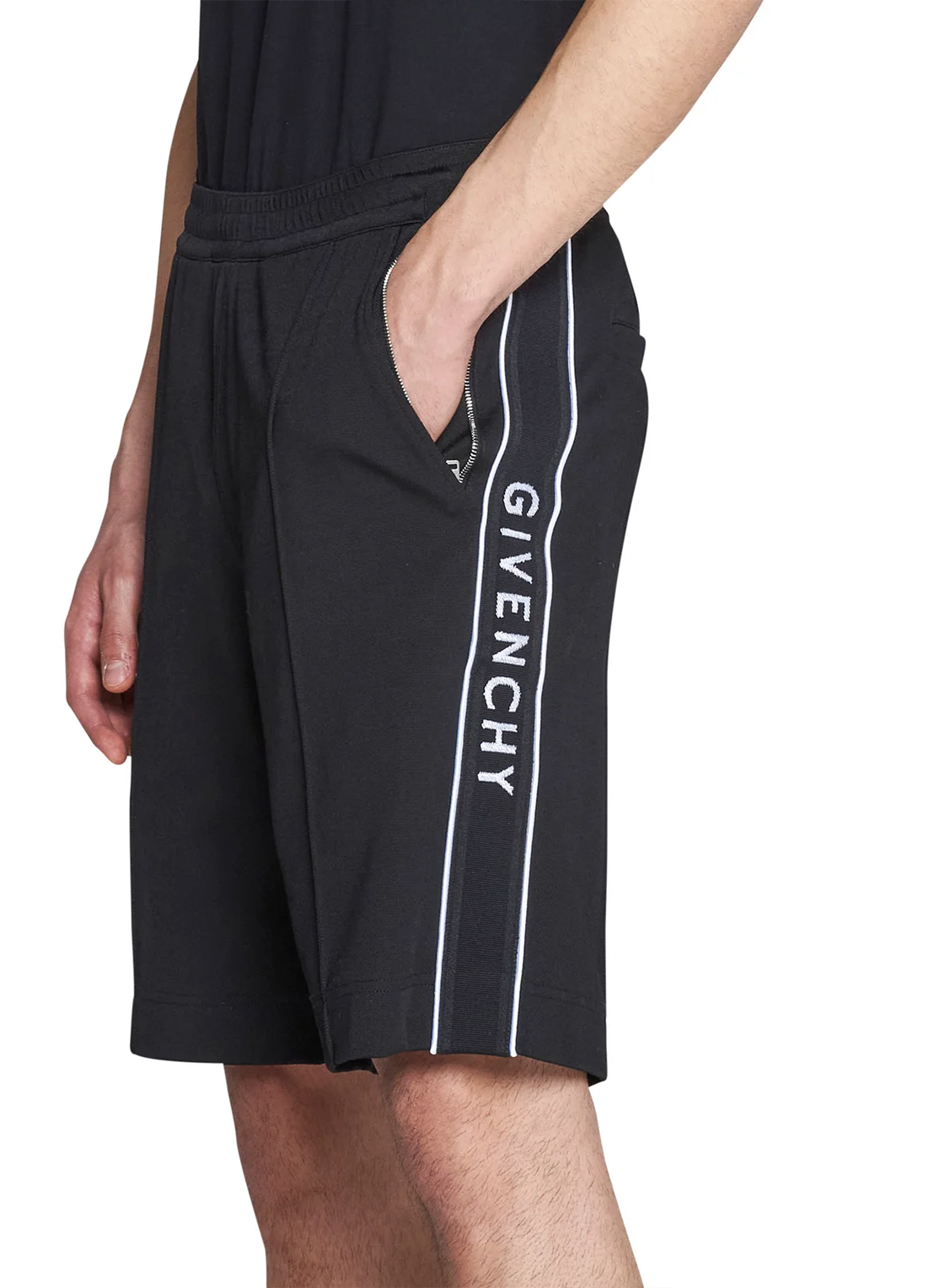 Givenchy – Schwarze Sweatshorts mit seitlicher Logostickerei