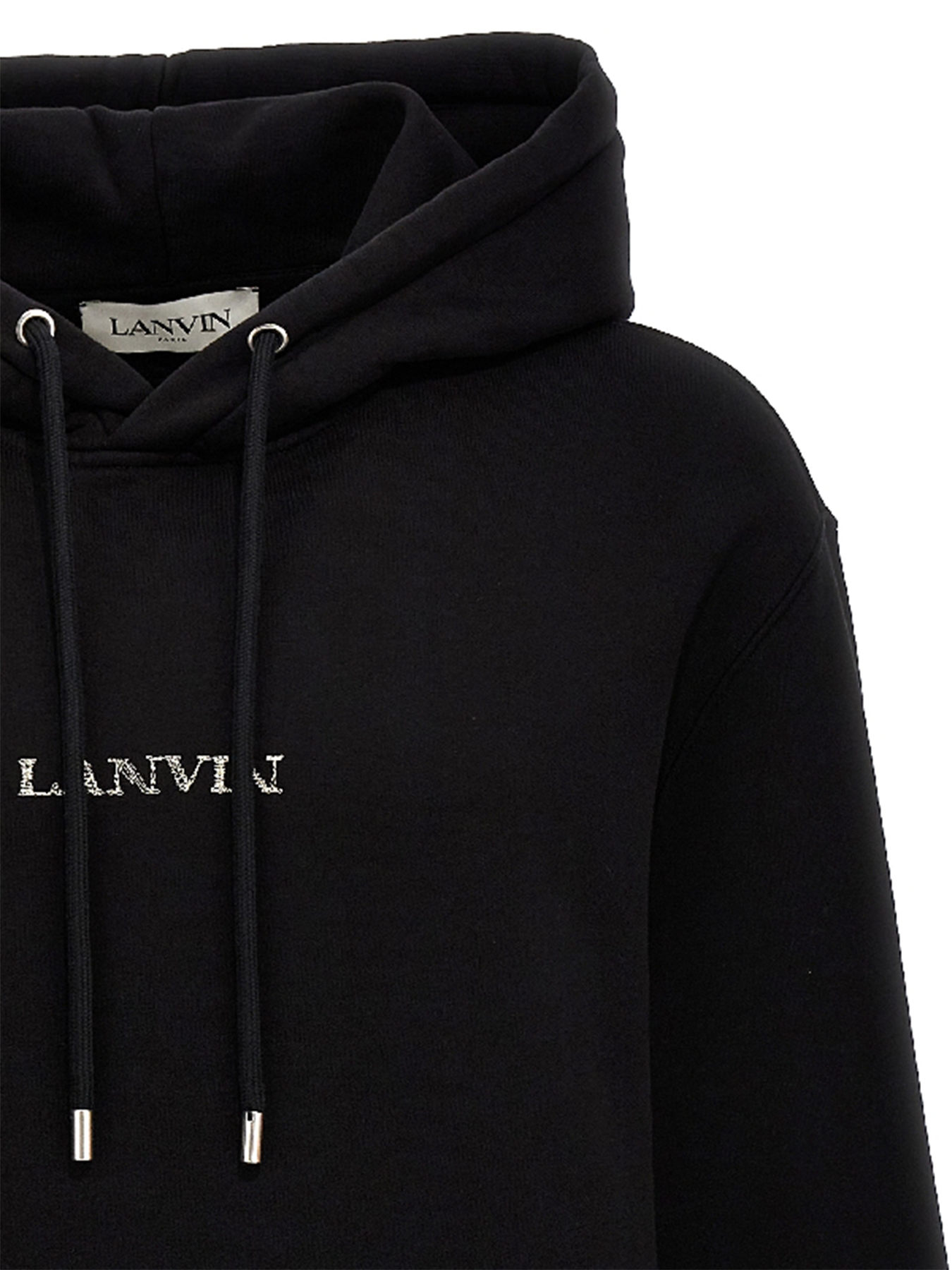 Lanvin Paris – Locker sitzender Kapuzenpullover mit Logo in Schwarz