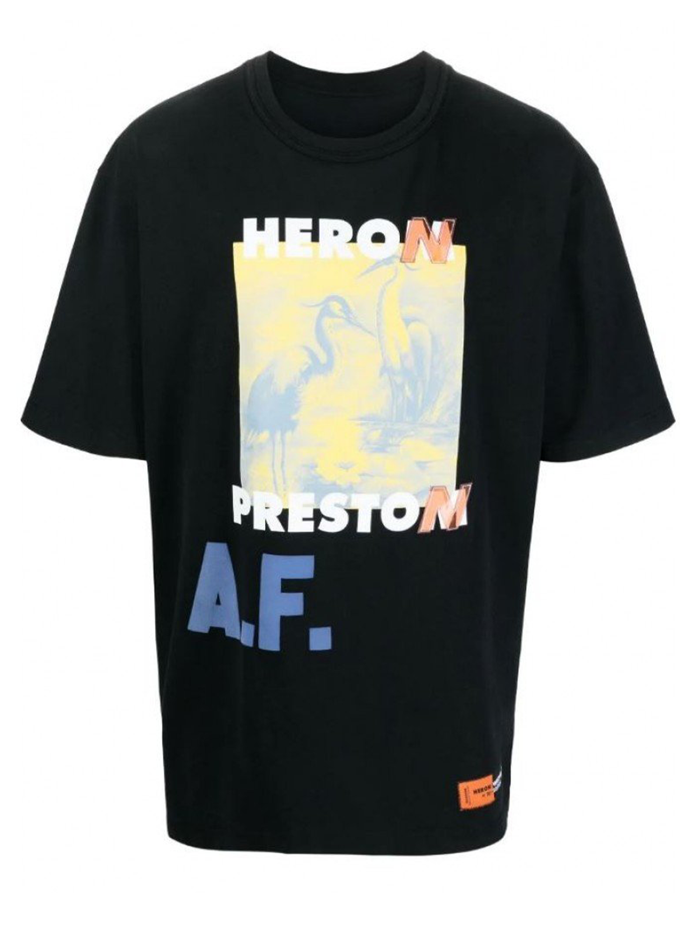 Heron A.F Authorised Heron Printed T-Shirt in Black