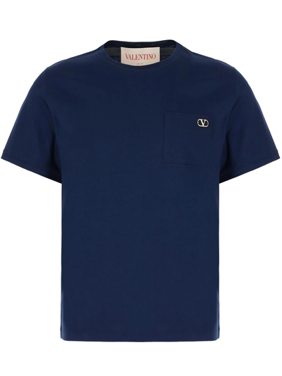 Valentino Plaque Logo T-Shirt in Blue