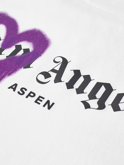 Palm Angels Purple Heart Sprayed Aspen Printed T-Shirt in White