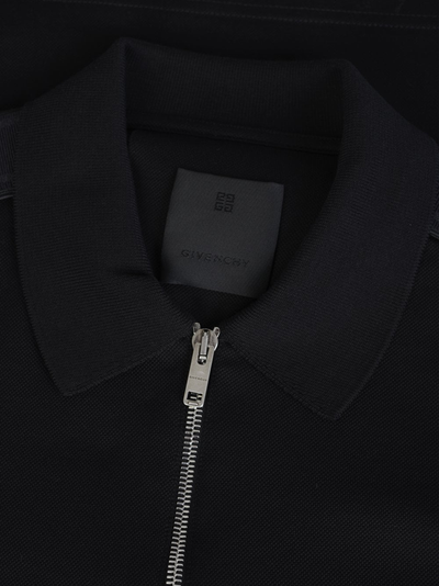 Givenchy – Schwarzes Polohemd mit seitlichem Logo und Reißverschluss