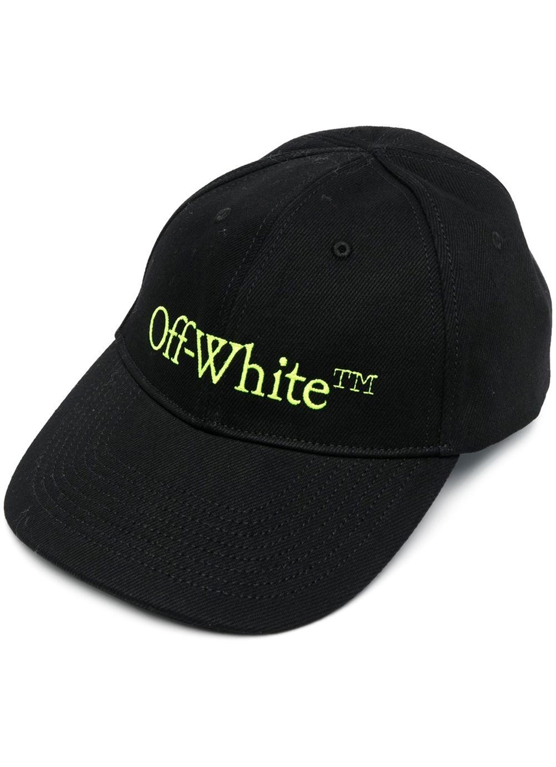 Off-White Bookish Green Embroidered Baseball Cap in Black