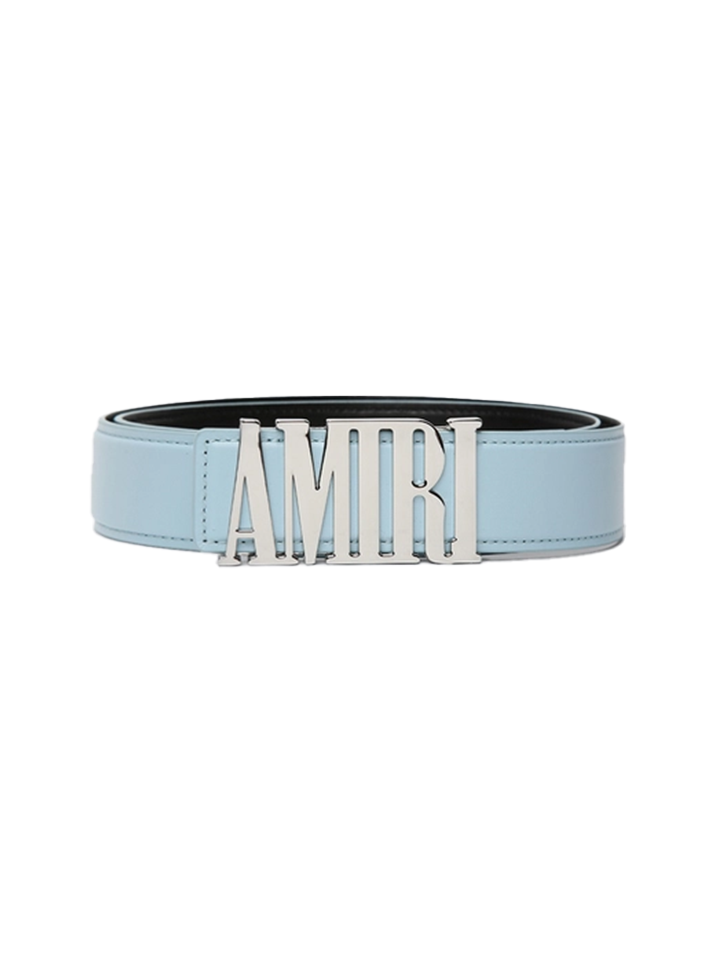 Amiri Nappa Logo 4CM Belt in Baby Blue