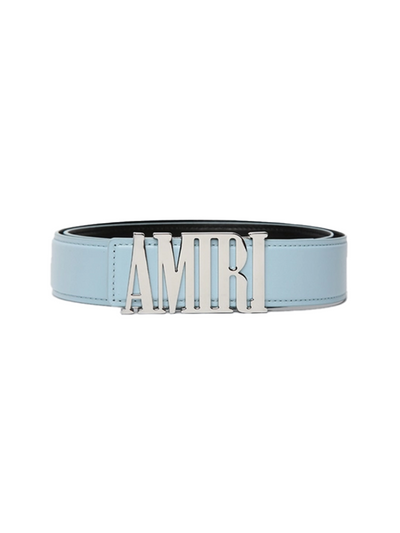 Amiri Nappa Logo 4CM Belt in Baby Blue