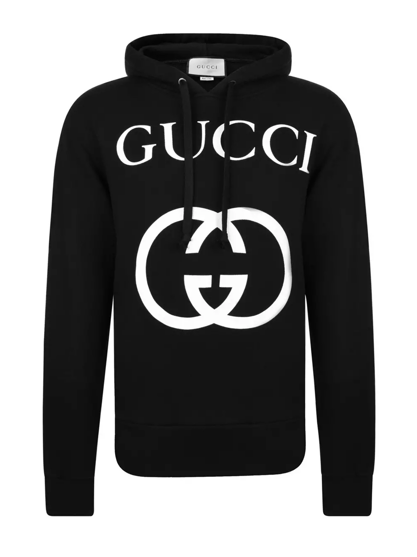 Gucci Interlocking GG Logo Printed Hoodie in Black