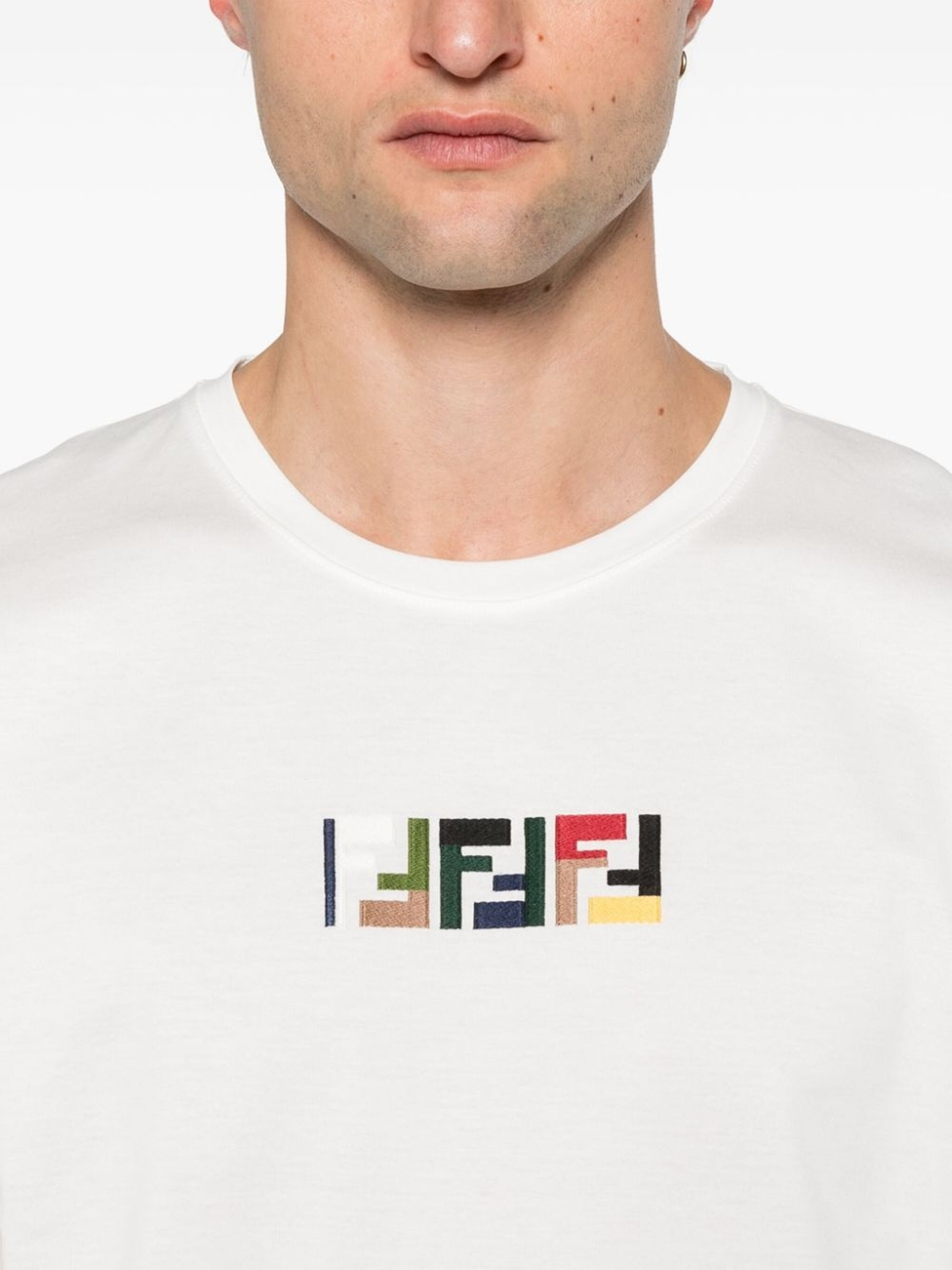 Fendi Triple FF Logo T-Shirt in White – TheDesignerBox