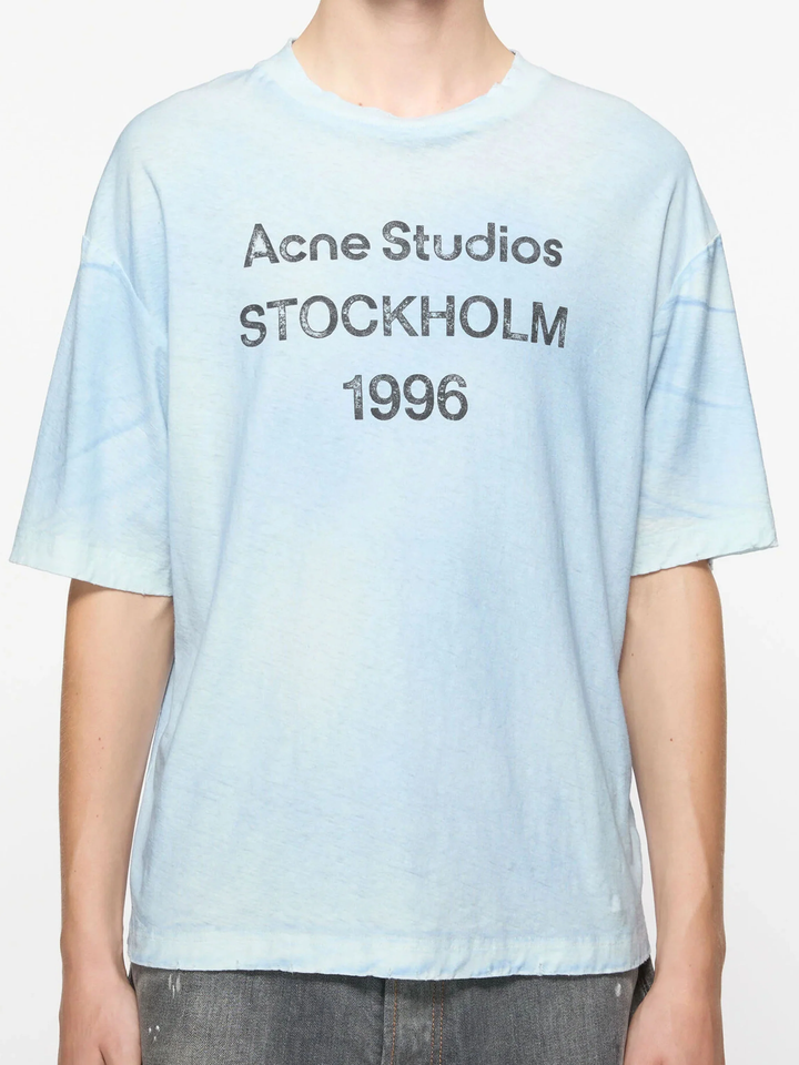 トップス Acne Studios S/S box shirt Stockholm XS Acne Studios Stockholm Logo T-Shirt in 'Dusty Blue' – TheDesignerBox