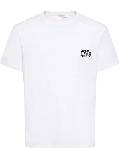 Valentino – Weißes T-Shirt mit VLogo-Signatur-Patch