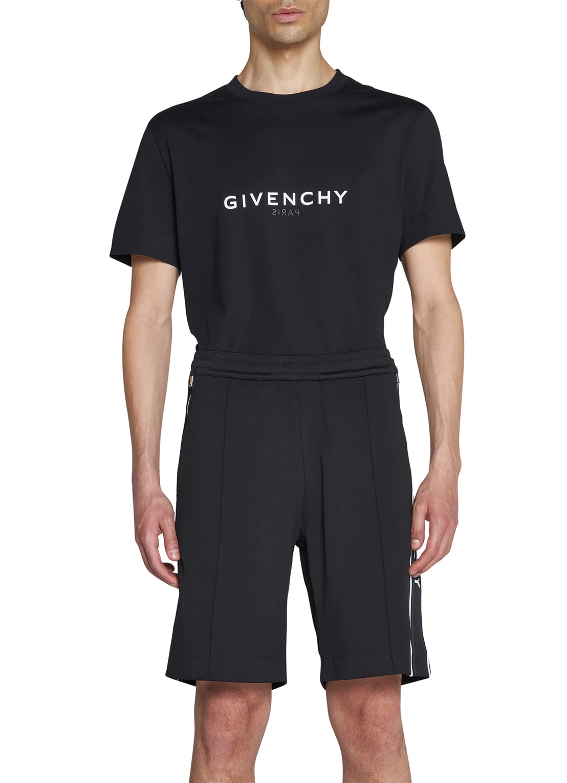 Givenchy – Schwarze Sweatshorts mit seitlicher Logostickerei