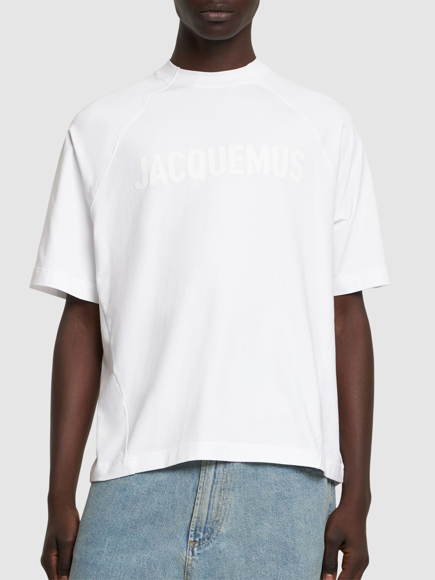 Jacquemus Le Typo Logo Printed Oversized T-Shirt in White