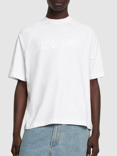 Jacquemus Le Typo Logo Printed Oversized T-Shirt in White