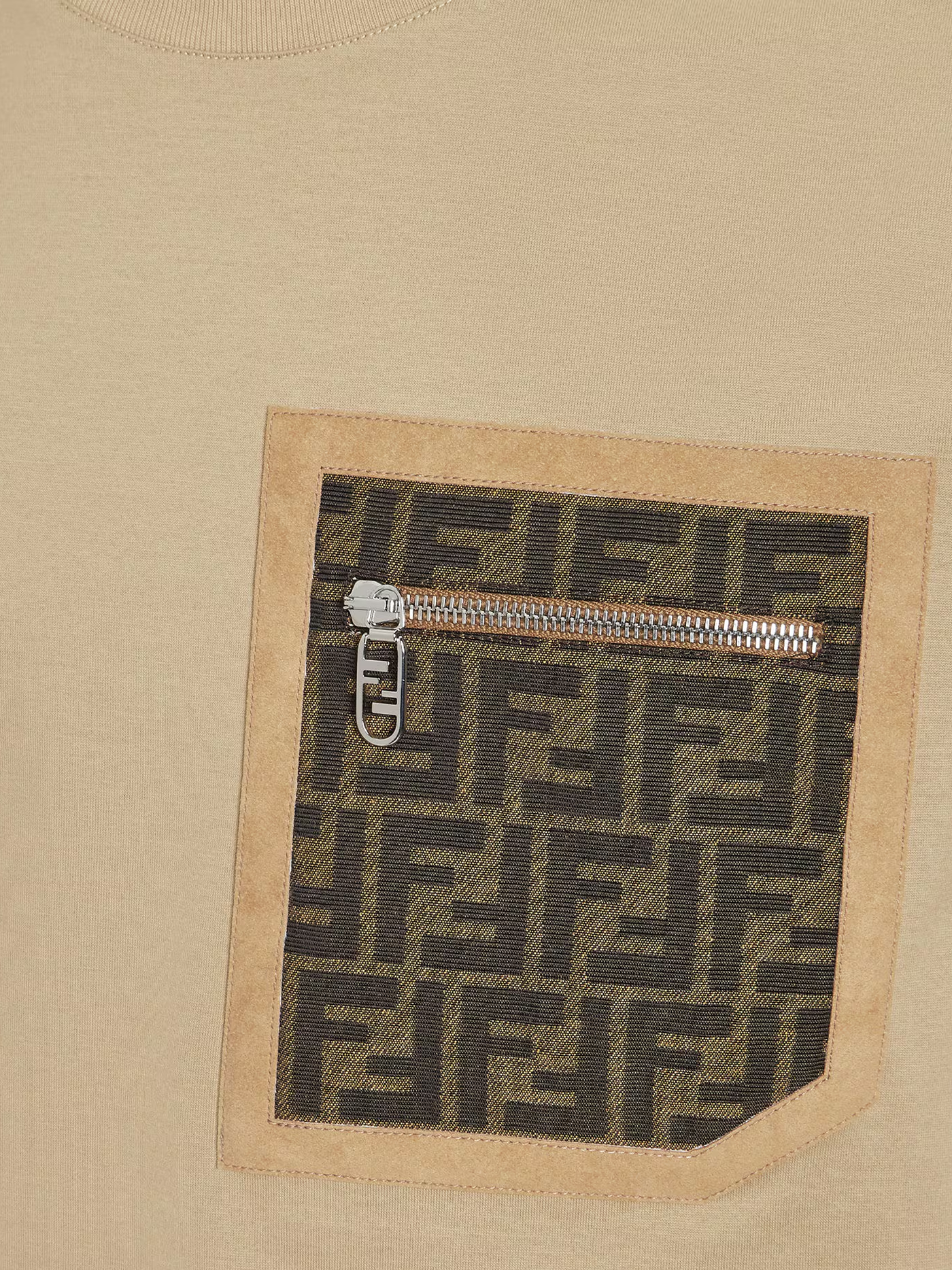 Fendi FF Monogram Pocket Oversized T-Shirt in Beige