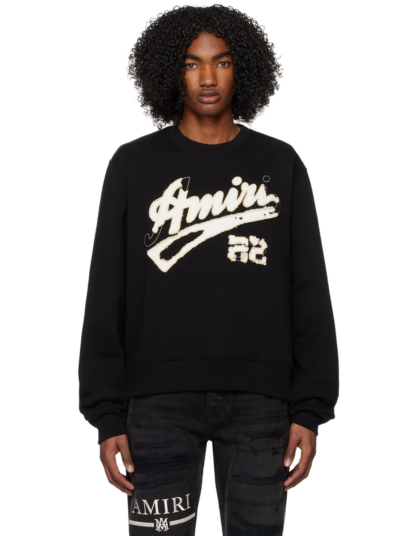 Amiri 22 Logo Embroidered Sweatshirt in Black