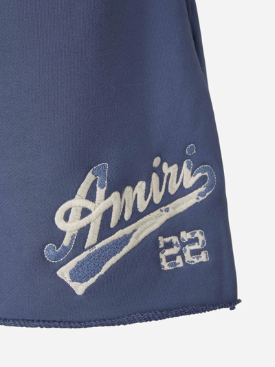 Amiri 22 Logo Embroidered Shorts in Bluefin