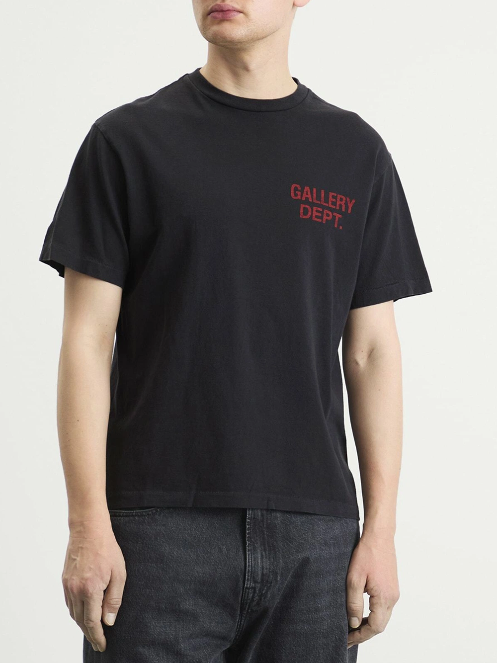 Gallery Dept. Souvenir Red Logo Print T-Shirt in Black