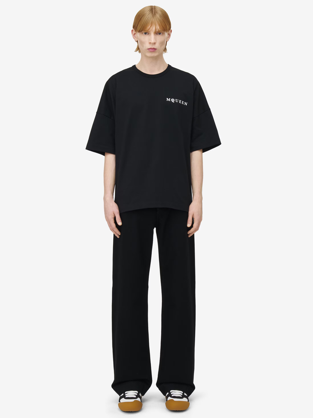 Alexander McQueen Oversized Vertical Back Logo T-Shirt in Black