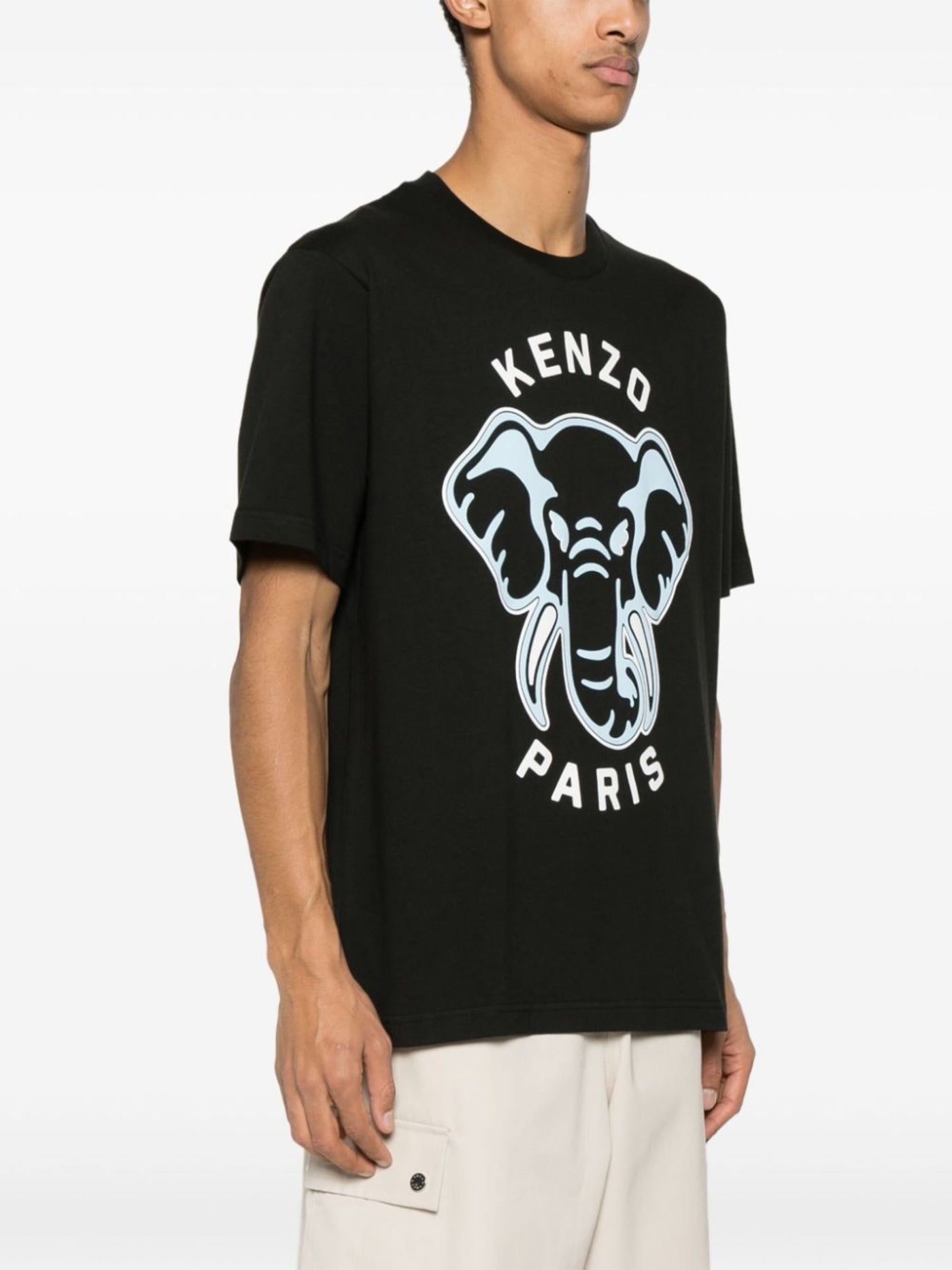 Kenzo – Übergroßes T-Shirt mit Elefanten-Logo-Aufdruck in Schwarz