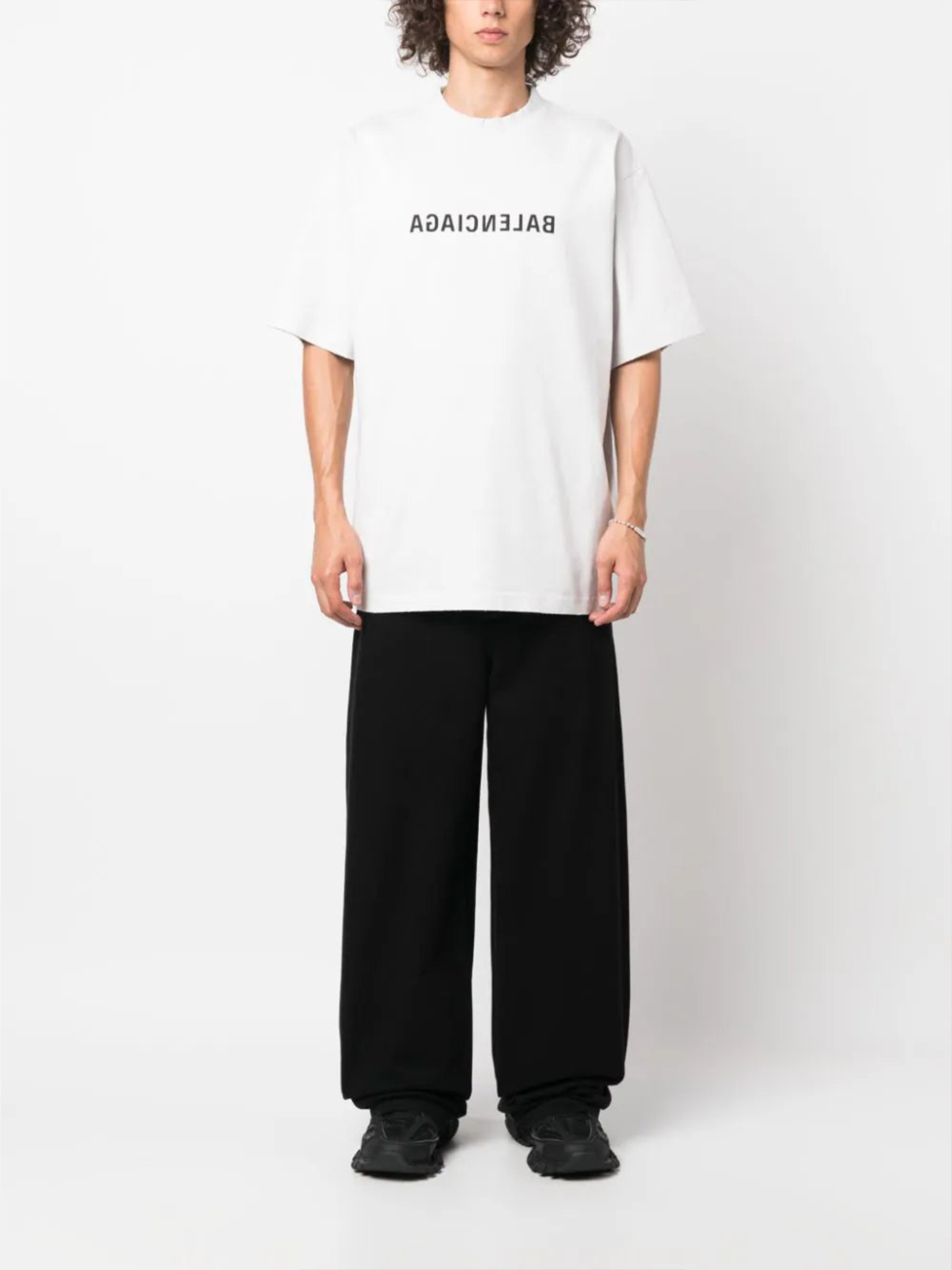 Balenciaga Reverse Logo Print T-Shirt in White