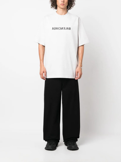 Balenciaga Reverse Logo Print T-Shirt in White