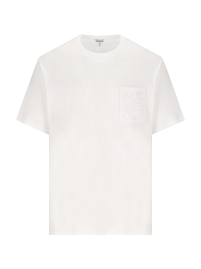 Loewe Logo Embroidered Pocket T-Shirt in White